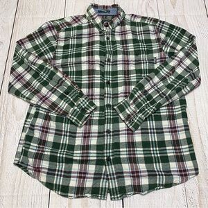 Woolrich Green Plaid Flannel Trout Run Men's Shirt Large